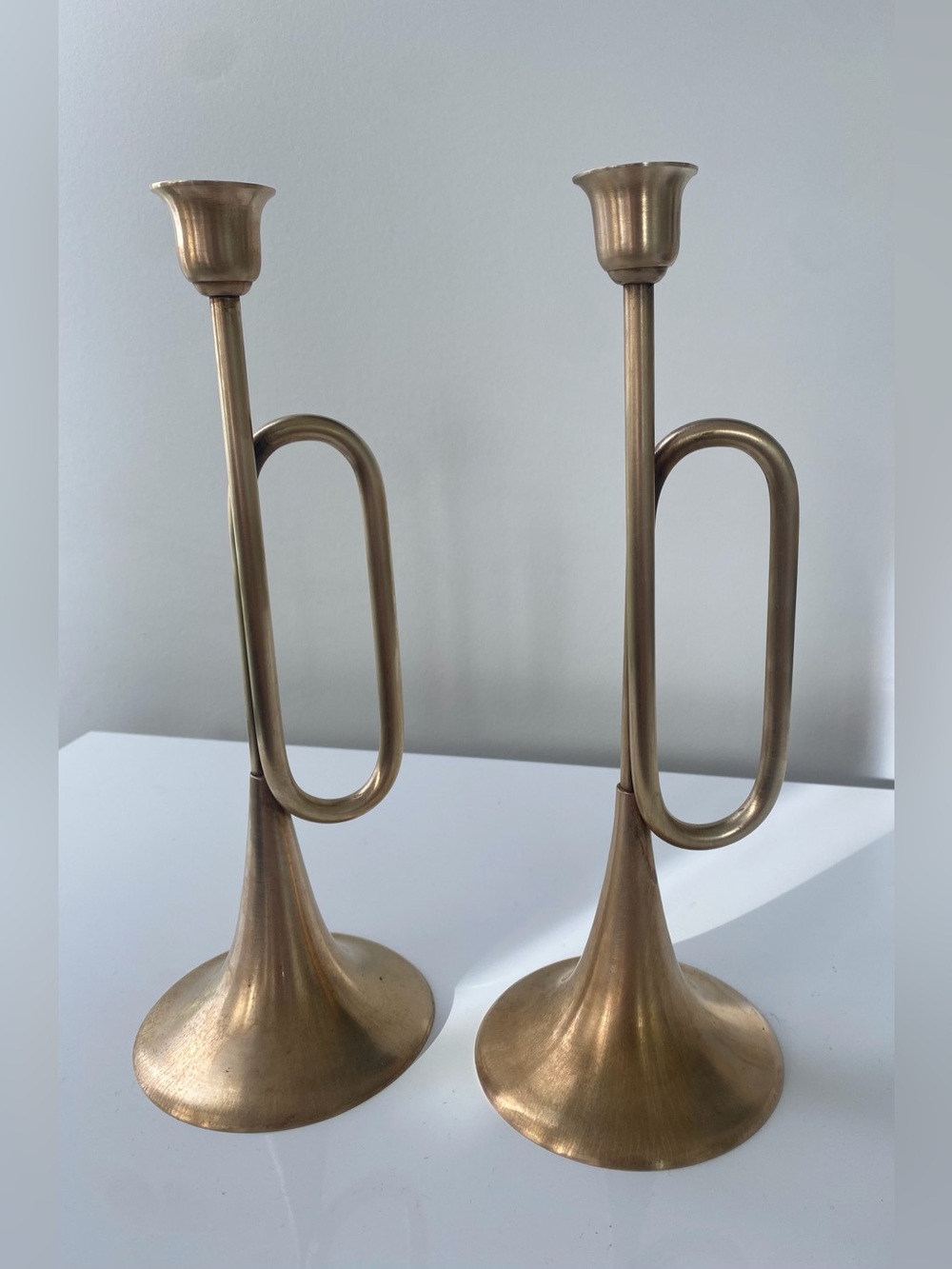 Vintage Solid brass Trumpet/trombone 🎺 style elegant cool candle holders